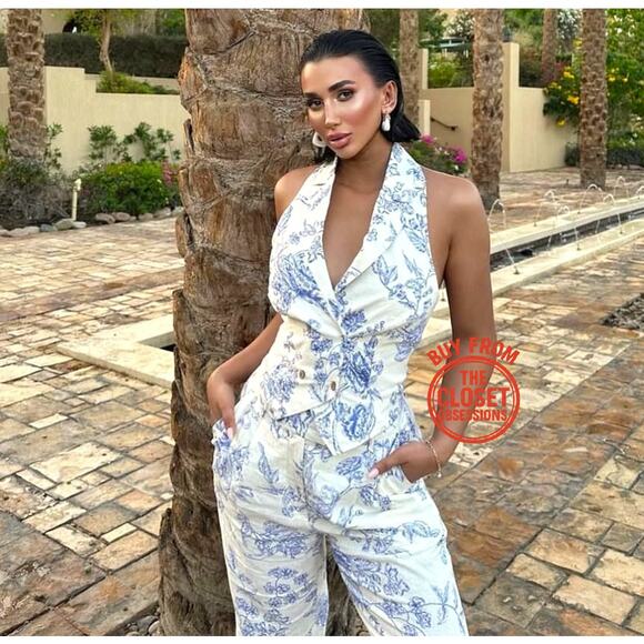 RARE!!! MANGO Co-Ord Set Halter Neck Vest and Wide Leg Pants NWT - Picture 1 of 16